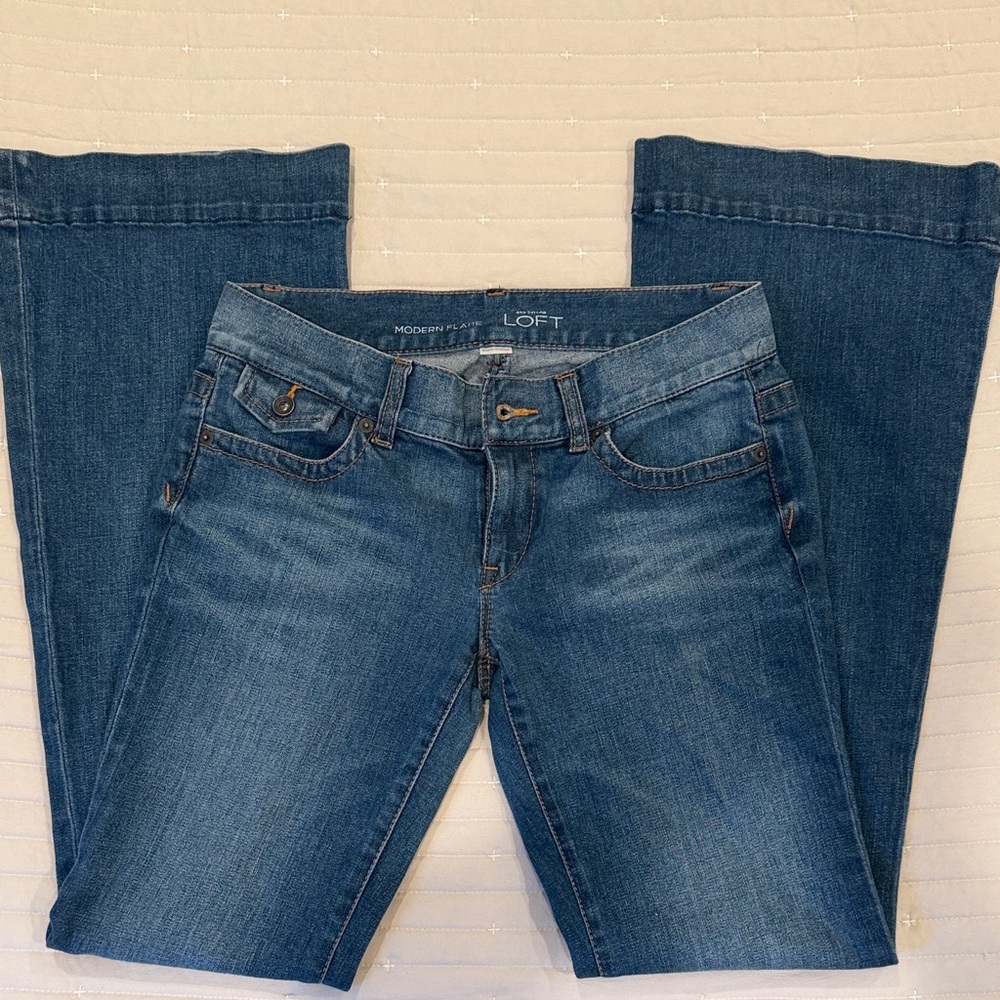 LOFT Women's Dark Blue Flare Jeans